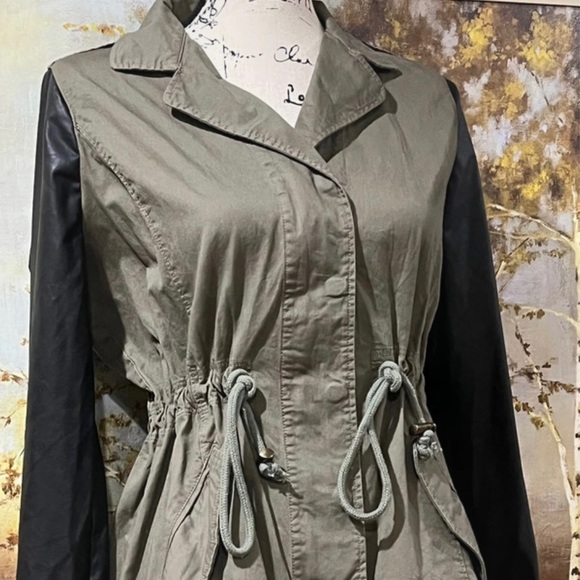 EDGE  Jacket with faux leather sleeves, front zipper & snap closure - Picture 2 of 10